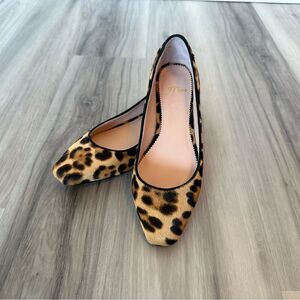 J.Crew leopard flats size 6, leather calf hair, EUC,